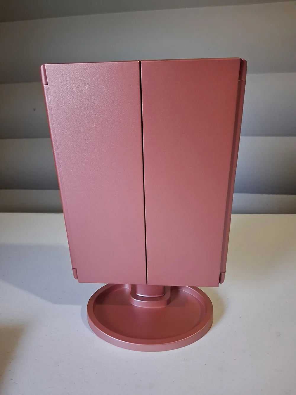 LED Tri-Fold Makeup Mirror with Touch Light - Rose Gold